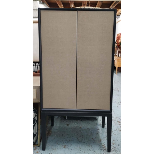 332 - CABINET, mirrored back with glass shelf and four drawers, 80cm x 50cm x 170.5cm, faux shagreen finis... 