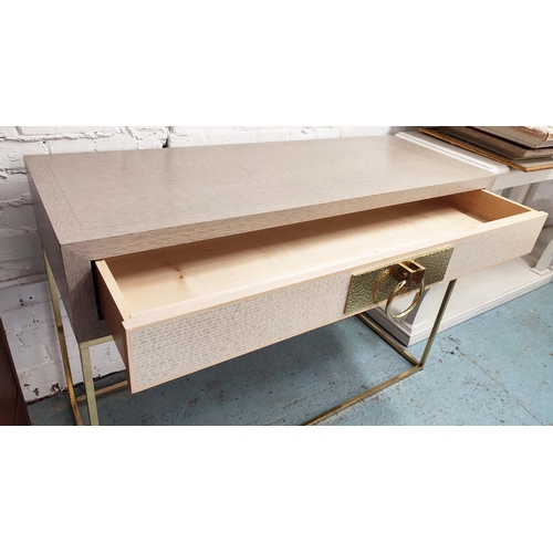 333 - SOFA & CHAIR COMPANY SOLAIRE CONSOLE TABLE, with a drawer, gilt metal handle and base, 120cm x 45cm ... 