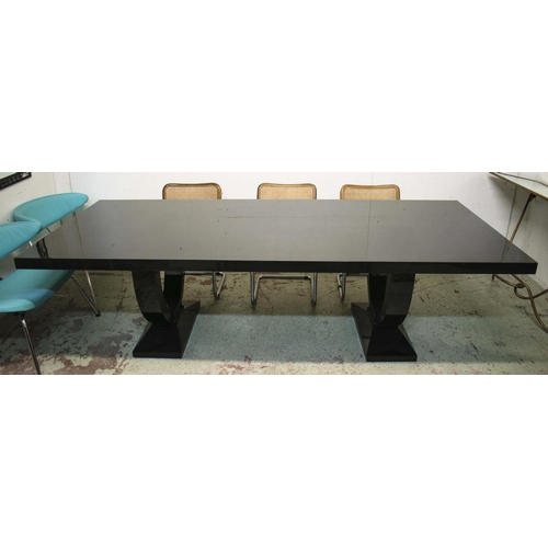 375 - JOHN NICHOLAS BESPOKE FURNITURE DINING TABLE, 76cm H x 260cm W x 110cm D, rectangular black lacquer.