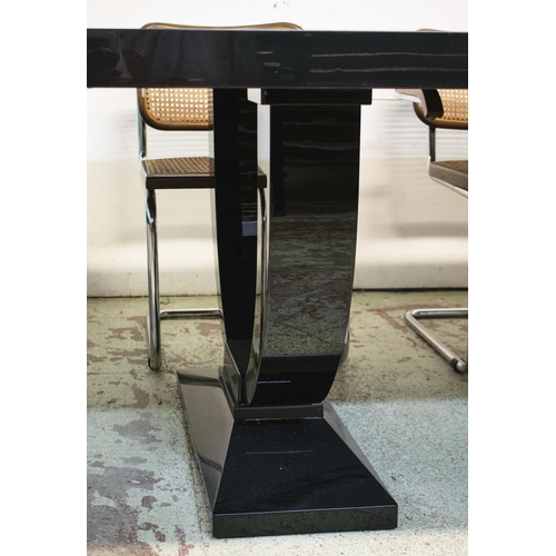 375 - JOHN NICHOLAS BESPOKE FURNITURE DINING TABLE, 76cm H x 260cm W x 110cm D, rectangular black lacquer.