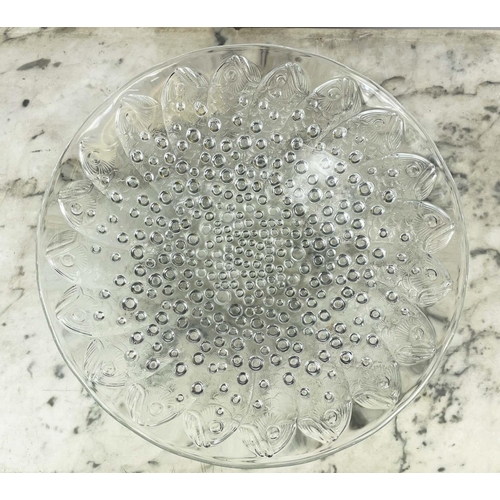 40 - LALIQUE ROSCOFF BOWL, clear glass with fish emerging from bubbles, 35cm diam.