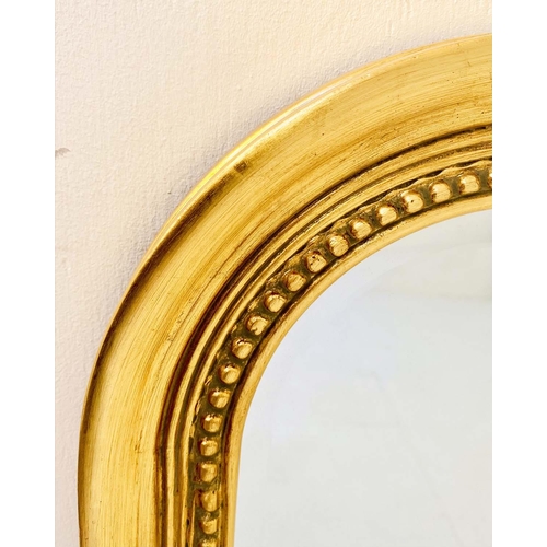 418 - LOUIS PHILIPPE STYLE WALL MIRRORS, a pair, 110cm high, 80cm wide, gilt frames with beaded edges. (2)