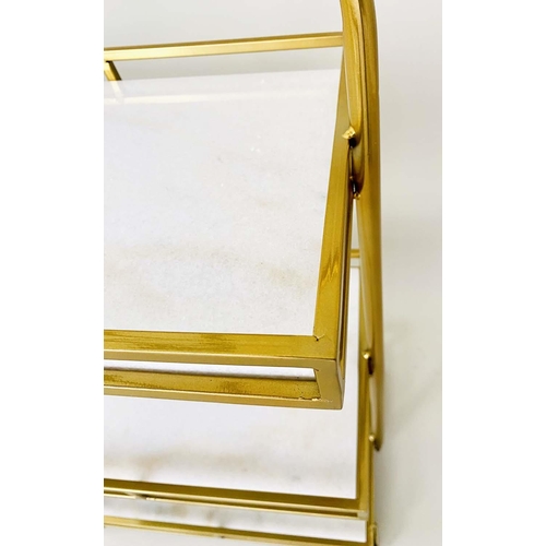 419 - ETAGERE, 1960's French style, 85cm high, 41cm wide, 25cm deep, three-tier form, marble and gilt meta... 