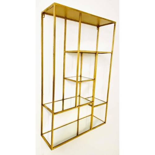 431 - WALL ETAGERE, 100cm high, 60cm wide, 20cm deep, 1960s French Style, gilt metal with mirrored glass s... 