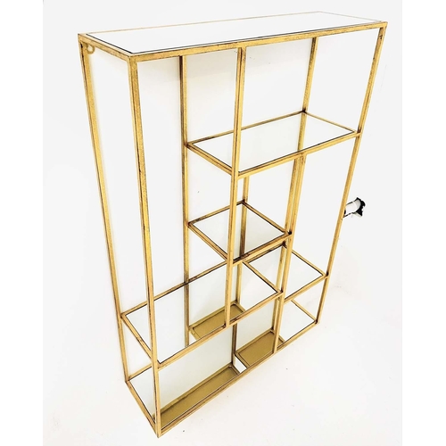 431 - WALL ETAGERE, 100cm high, 60cm wide, 20cm deep, 1960s French Style, gilt metal with mirrored glass s... 