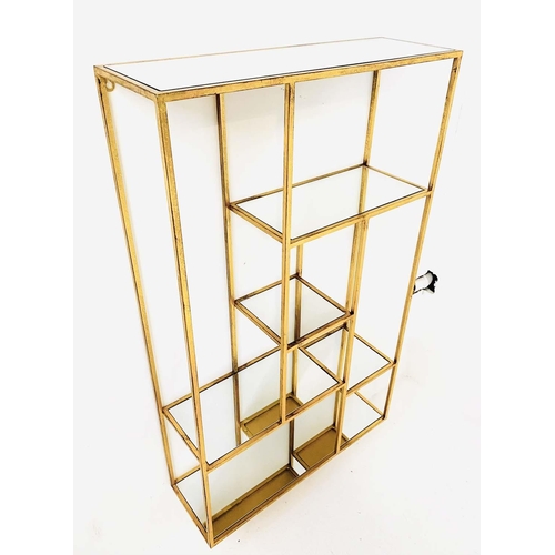 431 - WALL ETAGERE, 100cm high, 60cm wide, 20cm deep, 1960s French Style, gilt metal with mirrored glass s... 