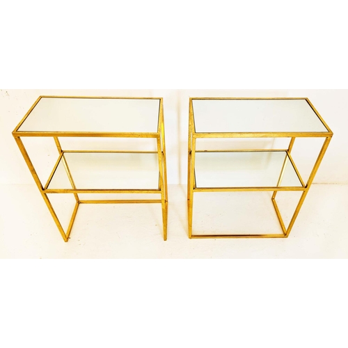 433 - SIDE TABLES, a pair, 61cm x 51cm x 28cm, 1960's French style, two-tier form, mirrored glass tops and... 