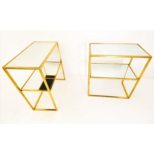 433 - SIDE TABLES, a pair, 61cm x 51cm x 28cm, 1960's French style, two-tier form, mirrored glass tops and... 