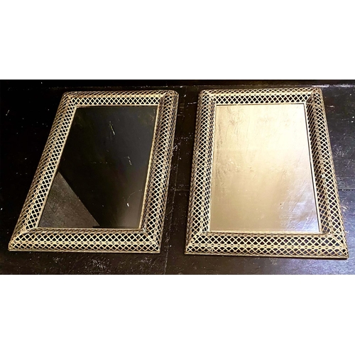 447 - WALL MIRRORS, a pair, gilt metal pierced frames, Regency style design, 100cm x 70cm. (2)