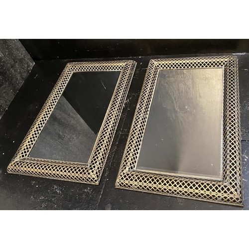 447 - WALL MIRRORS, a pair, gilt metal pierced frames, Regency style design, 100cm x 70cm. (2)