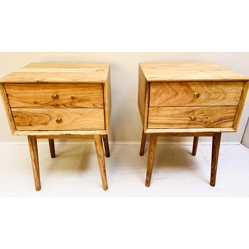 450 - SIDE CHESTS, a pair, 1960s Danish style, each with two drawers, 63cm x 45cm x 38cm. (2)