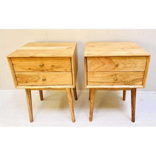 450 - SIDE CHESTS, a pair, 1960s Danish style, each with two drawers, 63cm x 45cm x 38cm. (2)