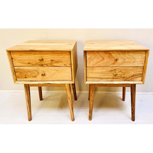 450 - SIDE CHESTS, a pair, 1960s Danish style, each with two drawers, 63cm x 45cm x 38cm. (2)