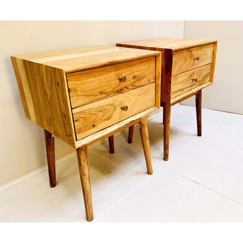 450 - SIDE CHESTS, a pair, 1960s Danish style, each with two drawers, 63cm x 45cm x 38cm. (2)