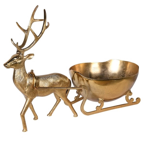 460 - CHAMPAGNE BATH, in the form of a reindeer pulling a sleigh, gilt metal finish.