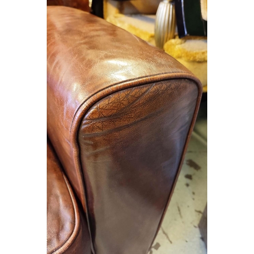 463 - HABITAT ARMCHAIR, 90cm H, Art deco style, tan leather.