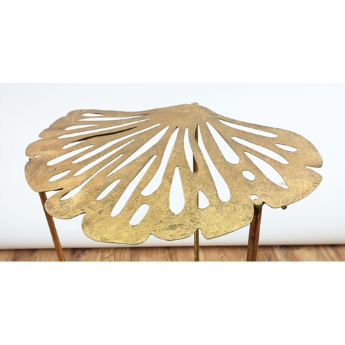 469 - GINKCO LEAF SIDE TABLES, a pair, two tier, gilt metal, 33cm x 40cm x 55cm. (2)