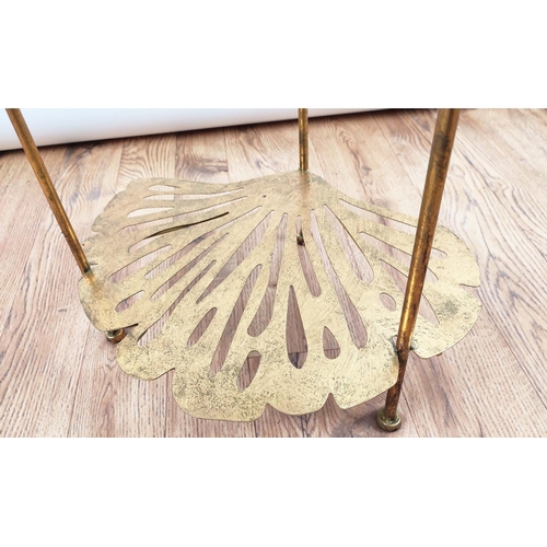 469 - GINKCO LEAF SIDE TABLES, a pair, two tier, gilt metal, 33cm x 40cm x 55cm. (2)