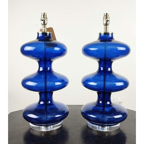 472 - JULIAN CHICHESTER LUCERNE TABLE LAMPS, a pair, 55cm H, blue finish. (2)