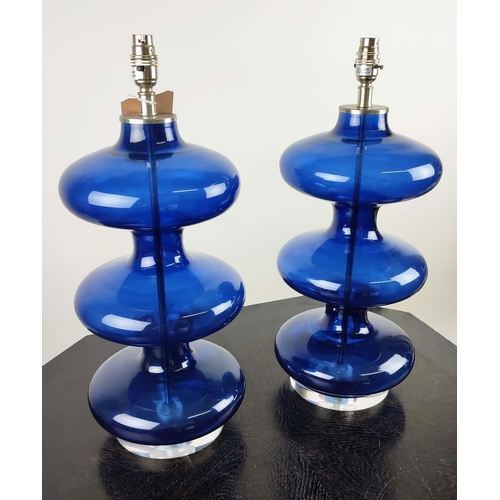 472 - JULIAN CHICHESTER LUCERNE TABLE LAMPS, a pair, 55cm H, blue finish. (2)