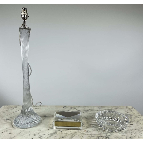 49 - VAUGHAN GLASS SPIRAL TABLE LAMP, a Orrefors cut crystal bowl and a Waterford facetted lid glass box,... 