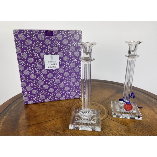 324 - WILLIAM YEOWARD CRYSTAL CANDLESTICKS, a pair, 33cm H, comes with original packaging. (2)