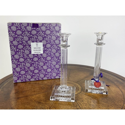 324 - WILLIAM YEOWARD CRYSTAL CANDLESTICKS, a pair, 33cm H, comes with original packaging. (2)