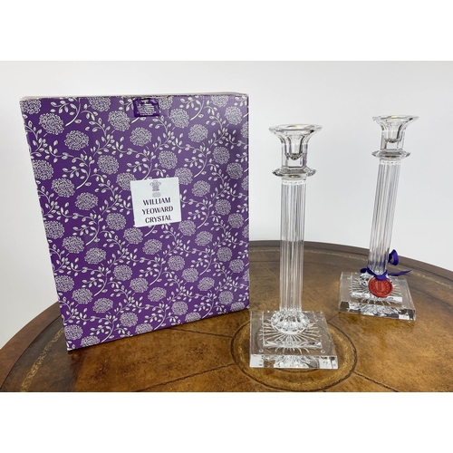 324 - WILLIAM YEOWARD CRYSTAL CANDLESTICKS, a pair, 33cm H, comes with original packaging. (2)