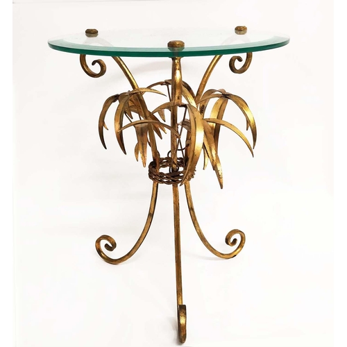 330 - SIDE TABLE, 1960's French style, gilt metal, foliate detail, bevelled glass top, 43cm diam x 55cm H.