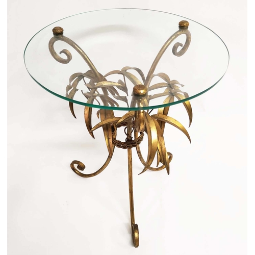 330 - SIDE TABLE, 1960's French style, gilt metal, foliate detail, bevelled glass top, 43cm diam x 55cm H.