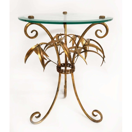 330 - SIDE TABLE, 1960's French style, gilt metal, foliate detail, bevelled glass top, 43cm diam x 55cm H.