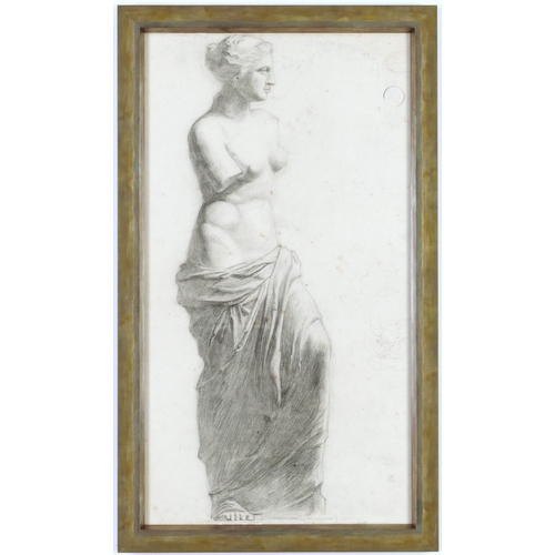 130 - A SET OF SIX LARGE FRENCH NEO CLASSICAL PENCIL/CHARCOAL NUDE DRAWINGS, early 20th century, 65cm x 40... 