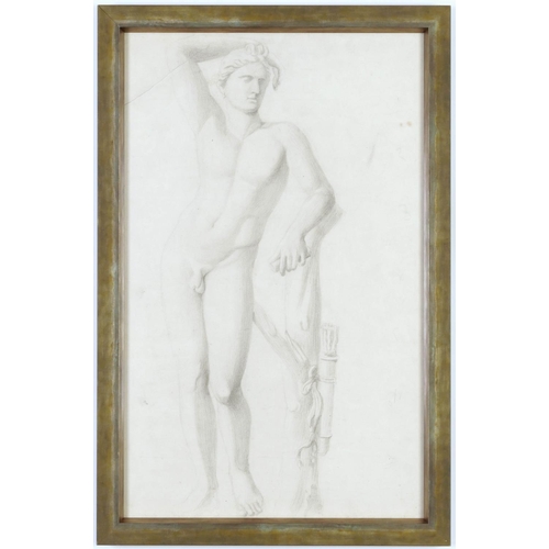 130 - A SET OF SIX LARGE FRENCH NEO CLASSICAL PENCIL/CHARCOAL NUDE DRAWINGS, early 20th century, 65cm x 40... 