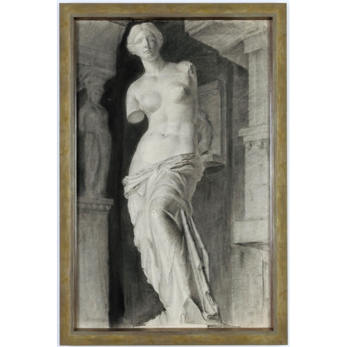 130 - A SET OF SIX LARGE FRENCH NEO CLASSICAL PENCIL/CHARCOAL NUDE DRAWINGS, early 20th century, 65cm x 40... 