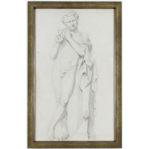 130 - A SET OF SIX LARGE FRENCH NEO CLASSICAL PENCIL/CHARCOAL NUDE DRAWINGS, early 20th century, 65cm x 40... 