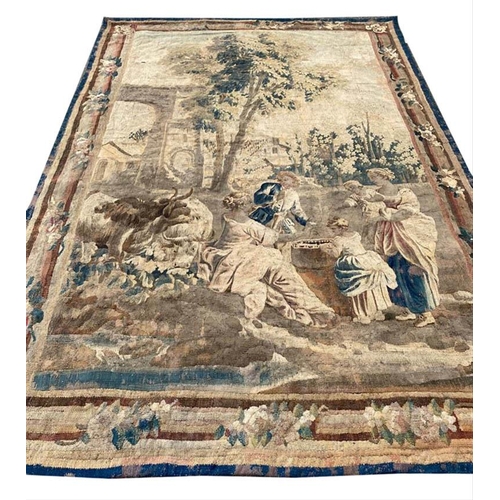 135 - 18TH/19TH CENTURY FLEMISH TAPESTRY, 262cm x 176cm.