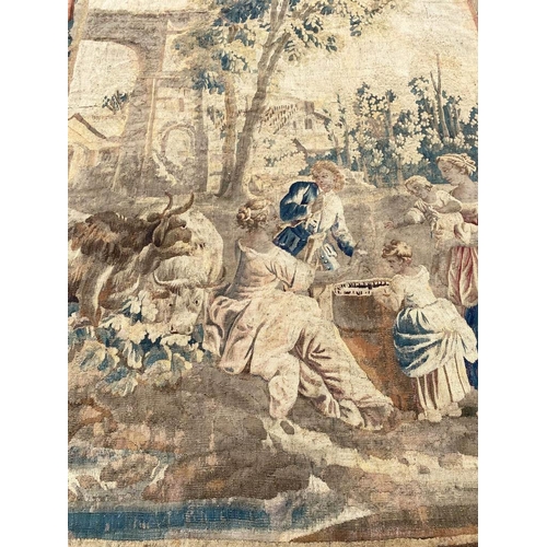 135 - 18TH/19TH CENTURY FLEMISH TAPESTRY, 262cm x 176cm.