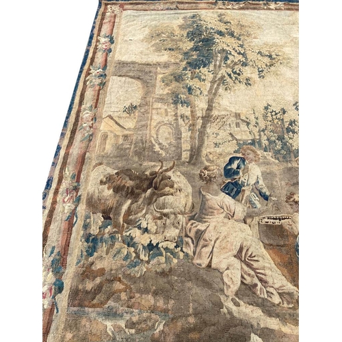 135 - 18TH/19TH CENTURY FLEMISH TAPESTRY, 262cm x 176cm.