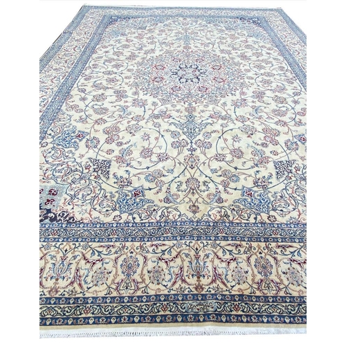 139 - FINE PART SILK PERSIAN NAIN CARPET, 370cm x 250cm.