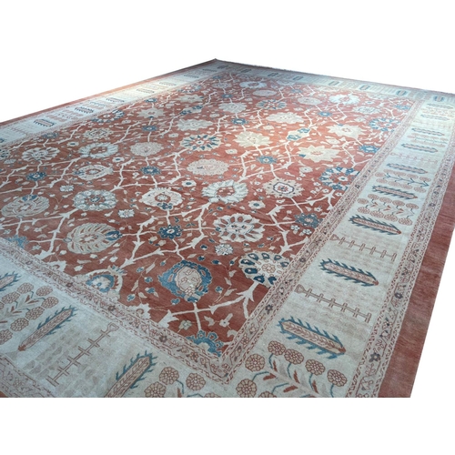 145 - VINTAGE PERSIAN TABRIZ HAJI JALLILY DESIGN CARPET, 595cm x 448cm.