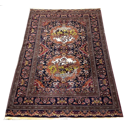 153 - PICTORIAL RUG, 187cm x 128cm.