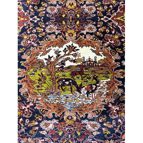 153 - PICTORIAL RUG, 187cm x 128cm.