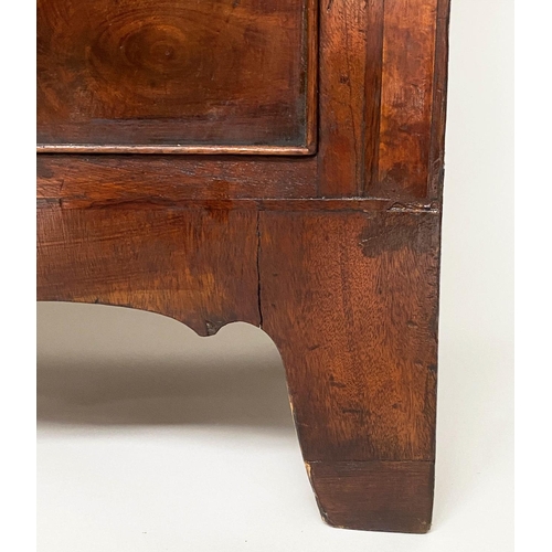 197 - SCOTTISH HALL CHEST, 19th century flame mahogany of adapted shallow proportions with 'secret' frieze... 