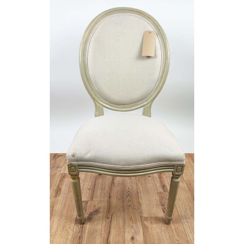 299 - LOUIS XVI STYLE SIDE CHAIR, painted, 102cm H x 54cm W.