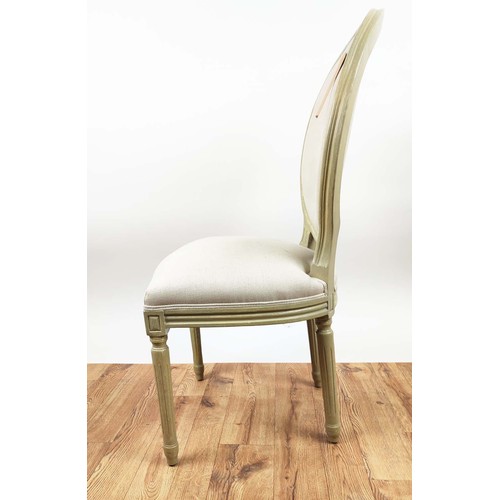 299 - LOUIS XVI STYLE SIDE CHAIR, painted, 102cm H x 54cm W.