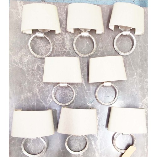 302 - PORTA ROMANA RING WALL LIGHTS, a set of eight, with Porta Romana shades, 34cmx  27cm x 10cm. (8)