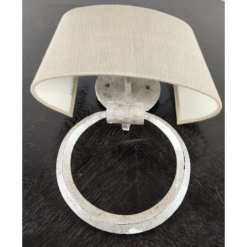 302 - PORTA ROMANA RING WALL LIGHTS, a set of eight, with Porta Romana shades, 34cmx  27cm x 10cm. (8)