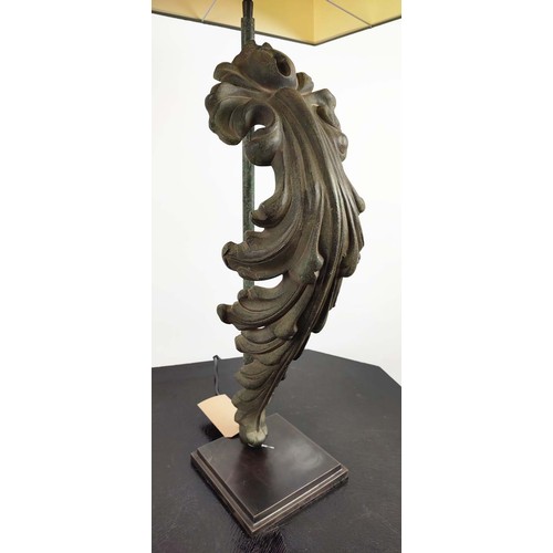 486 - EICHHOLTZ LEAF TABLE LAMP, 107cm H with a shade on a square plinth base.