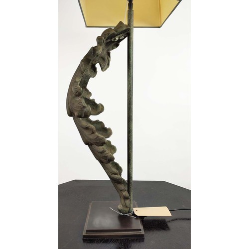 486 - EICHHOLTZ LEAF TABLE LAMP, 107cm H with a shade on a square plinth base.