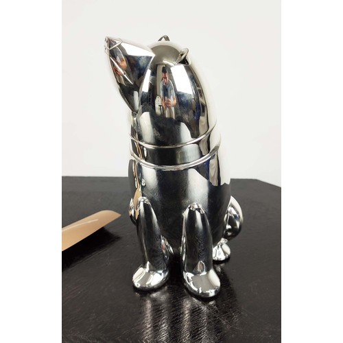 493 - COCKTAIL SHAKERS, a pair, in the form of polar bears, polished metal, 27cm H. (2)